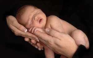 newborn_baby_Photo_A pair of hands holding a sleeping baby_ISPC006054